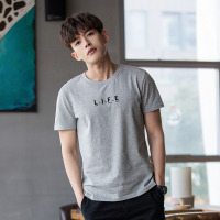 唐狮夏装新款短袖T恤男圆领棉潮流文字青年学生修