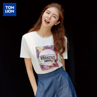 新款T恤 女花卉字母印花短袖T恤