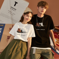 唐狮2019夏季新款情侣装夏装短袖T恤男女圆领卡通印花ins潮流半袖