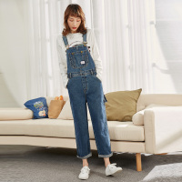 唐狮2019秋新款牛仔裤女宽松背带裤直筒韩版学生哈伦裤显瘦减龄