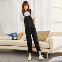 唐狮2019秋新款牛仔背带裤女修身显瘦韩版宽松减龄小个子直筒老爹