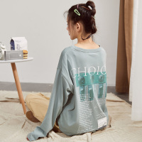 唐狮长袖T恤女2019秋新款潮宽松纯棉圆领套头上衣女韩版防晒T恤女
