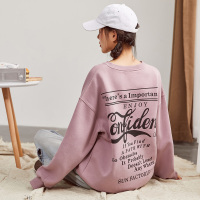 唐狮2019新款圆领卫衣女宽松韩版潮长袖上衣女薄款套头卫衣女秋