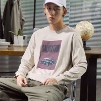 唐狮2019秋季新款长袖T恤男青少年印花图案纯棉打底衫潮流圆领衣