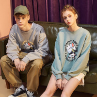 唐狮休闲装2019新款秋装慵懒女长袖圆领卫衣情侣帅气宽松卫衣男潮