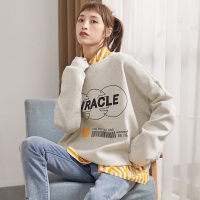 唐狮2019秋季新款圆领卫衣女韩版宽松长袖上衣女薄款套头卫衣女潮