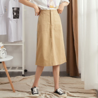 唐狮2019秋新款半身裙女工装风裙子短裙直筒复古a字裙包臀裙中长
