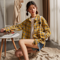 唐狮春秋季2019新款格子衬衫女韩版初秋女上衣轻熟长袖宽松衬衣潮