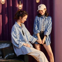 唐狮2019秋装新款牛仔衬衫女学院风牛仔长袖衬衣