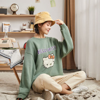 唐狮2019秋季新款套头卫衣女宽松韩版圆领卫衣女潮长袖上衣女