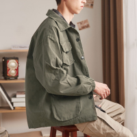 唐狮工装外套男2019春秋新款港风多口袋衬衫外套韩版潮流休闲夹克
