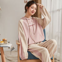 唐狮连帽卫衣女2019秋季新款长袖上衣女薄款宽松韩版拼接卫衣女潮