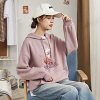 唐狮连帽卫衣女2019秋季新款长袖上衣女薄款韩版宽松卫衣女ins潮