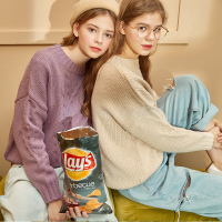 2019唐狮秋冬新款粗毛线麻花女毛衣圆领套头宽松外穿针织衫绿色