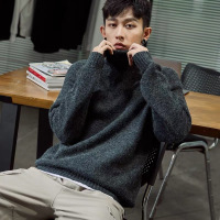 2019新款复古高领毛衣男士加厚款秋冬季线衣男韩版潮流个性针织衫