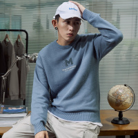 唐狮2019秋冬潮流新款毛衣男宽松针织衫男个性圆领套头毛衫休闲