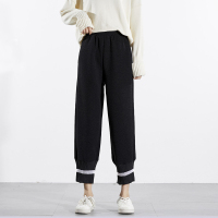 唐狮裤子女秋冬季2019新款毛呢裤黑色休闲裤显瘦小脚哈伦裤奶奶裤