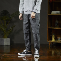 唐狮2019秋季休闲裤男宽松港风工装裤男潮牌迷彩束脚裤子男