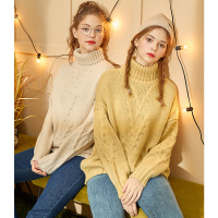 唐狮2019秋冬季新款高领女毛衣宽松外穿内搭粗毛线慵懒风套头森系