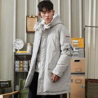 唐狮羽绒服男中长款2019冬季新款连帽加厚工装青年帅气外套潮