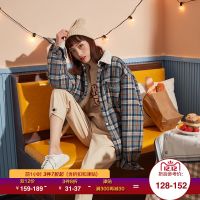 唐狮2019秋冬新款韩版宽松仿羊羔绒格子外套女bf潮
