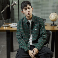 唐狮2020春季ins港风格子衬衫长袖男士上衣潮流宽松学生衬衣外套