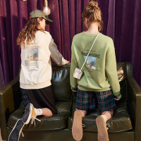 唐狮加绒卫衣女套头2020春季新款宽松韩版长袖上衣女圆领卫衣女潮