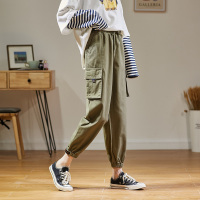唐狮2020春新款休闲裤女韩版宽松工装裤女束脚哈伦裤高腰裤子女