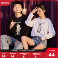 唐狮2020春季新款情侣长袖T恤男学生图案印花纯棉圆领打底衫潮流