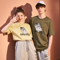 唐狮2020夏季新款短袖T恤男女情侣装卡通图案上衣学生宽松半袖潮