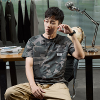 新款短袖T恤男迷彩韩版学生宽松打底衫半袖上衣