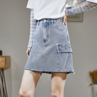 唐狮2020秋季新款牛仔半身裙女夏高腰a字裙工装裙子女半身短裙潮