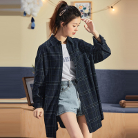 唐狮2020秋季新款格子衬衫女长袖休闲百搭复古宽松盐系港风bf外套