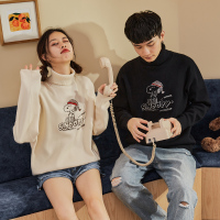 唐狮2020秋季新款毛衣高领情侣毛衣潮流卡通宽松慵懒针织内搭线衣