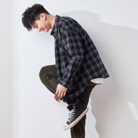 唐狮加绒保暖格子衬衫男士冬季加厚年轻款长袖衬衣休闲百搭寸衫潮