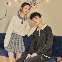 唐狮2021春新款情侣毛衣polo领套头男女日系复古百搭内搭