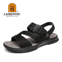 老人头潮流男士夏季凉鞋头层牛皮百搭防滑沙滩鞋软底软面防滑露趾