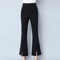 2018新款黑色裤子女微喇叭裤弹力修身显瘦休闲裤女春秋九分裤长裤