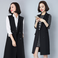 碧沁伊人chic马甲女中长款2018春新款无袖韩版外套大码西装马夹