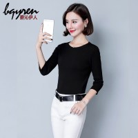 圆领毛衣女套头短款2018新款韩版修身黑色针织衫毛衫女秋冬