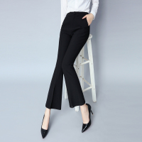 喇叭裤西装裤下摆开叉裤子女春2018新款韩版显瘦烟管裤微喇裤九分