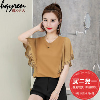 碧沁伊人2018新款女夏韩版荷叶袖T恤衫韩范上衣短袖体恤883107