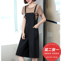背带裤两件套女夏2018新款宽松韩版五分裤连体裤港风工装裤阔腿裤