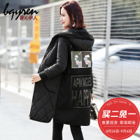 薄棉袄女2018新款冬装韩版中长款黑棒球棉服羊羔毛拼接鹿皮绒外套