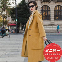 仿水貂绒大衣女长款高端赫本风2018新款秋冬女过膝韩版 端庄大气