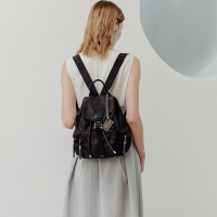 COMICO高美高女款黑色提花面料水桶双肩包C8123