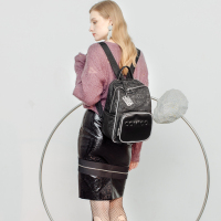 COMICO高美高女款黑色字母提花面料双肩包C6276