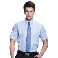 美尔雅(MAILYARD)男子休闲衬衫短袖男士条纹休闲衬衣棉修身衬衫 135
