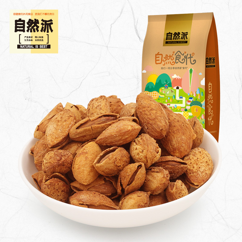 [自然派 手剥巴旦木180g]坚果零食干果果仁小吃袋装杏仁