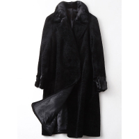 憨厚皇后2019春季新款海宁羊毛皮草大衣水貂毛领长款韩版女羊剪毛外套